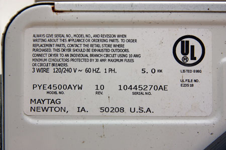 Manufacturer's Tag