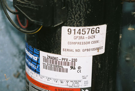 Trane Air Conditioner Tag