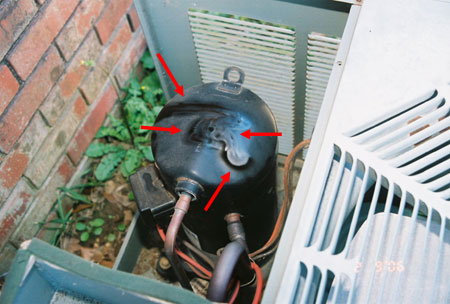 Lightning Flash Burn Marks on Top of AC Compressor