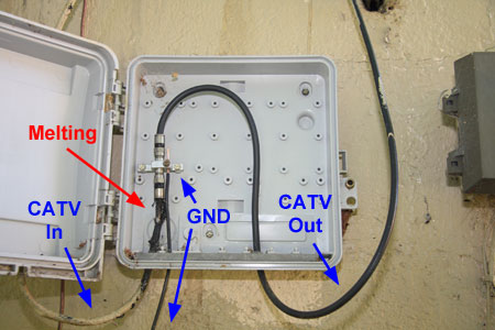 Coax Cable Melted in CATV Box