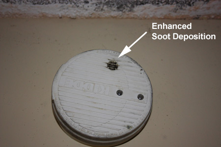 Closer View Smoke Alarm Induced Enhanced Soot Deposition